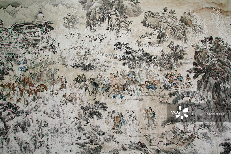 甘肃张掖大佛寺壁画西游记取经图图片素材