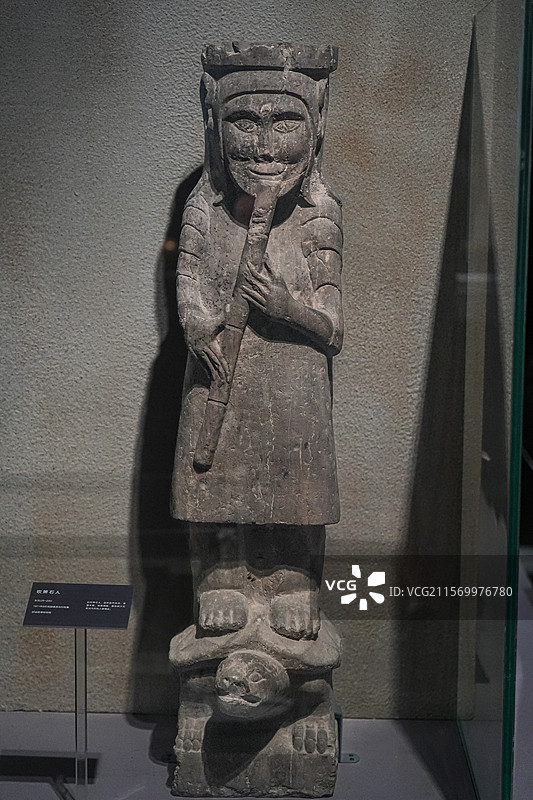 东汉 吹箫石人 郯城县博物馆图片素材