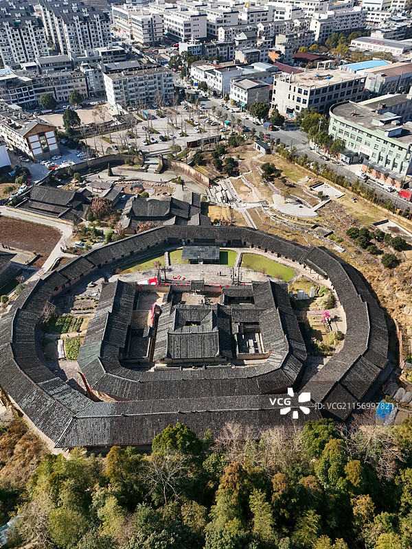 浙江 温州 泰顺 交垟土楼 闽式建筑 中式建筑 航拍图片素材