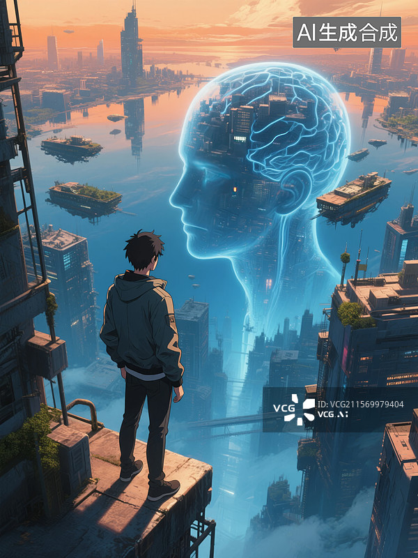 【AI数字艺术】未来城市中的虚拟智能图片素材