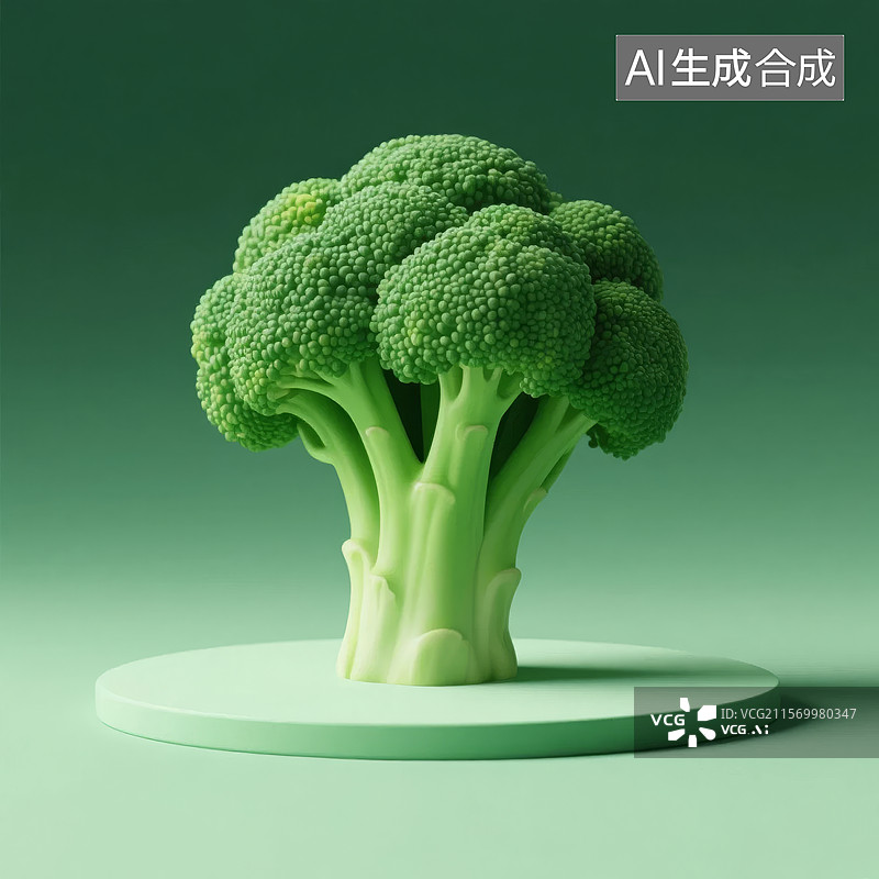 【AI数字艺术】绿色背景下的西兰花图片素材