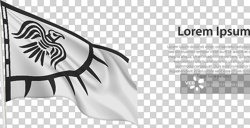 乌鸦旗在白色背景上飘扬图片素材