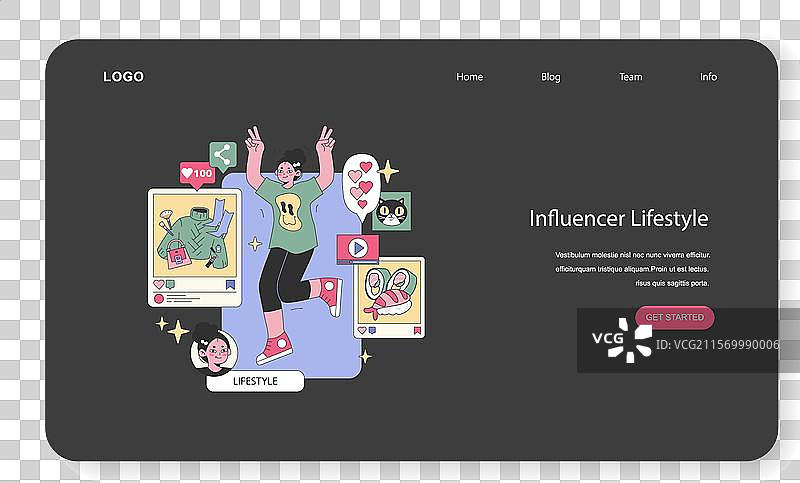 社交媒体影响者扁平化设计图片素材