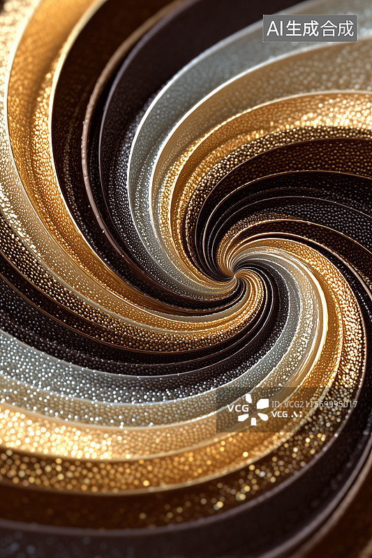 【AI数字艺术】超现实高贵奢华金色蓝色宝石组成的旋涡3D卡通立体插画图片素材