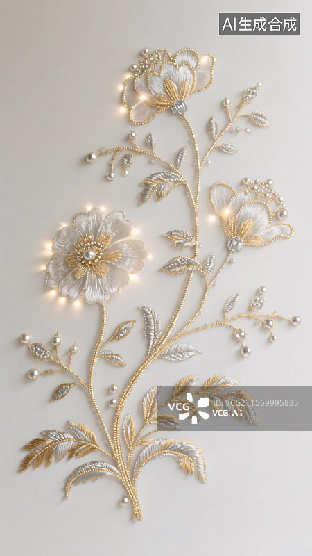 【AI数字艺术】刺绣珠宝效果海报背景图片素材