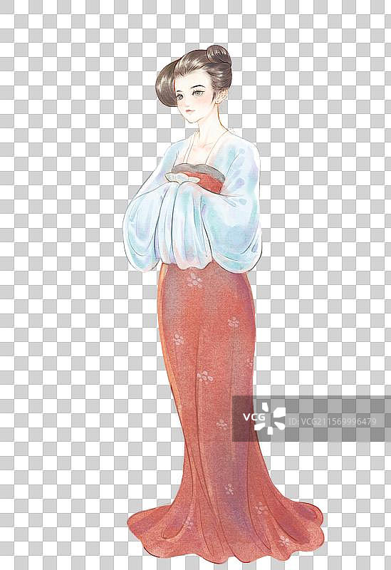 仕女图水彩插画图片素材