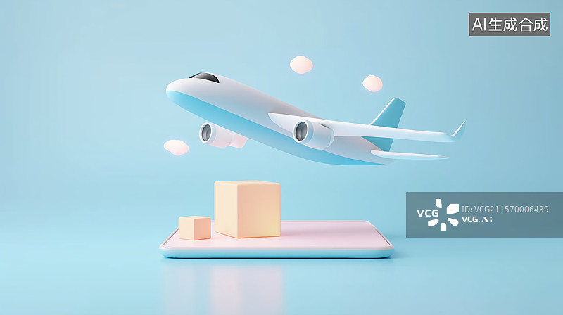 【AI数字艺术】飞机飞越手机模型图片素材