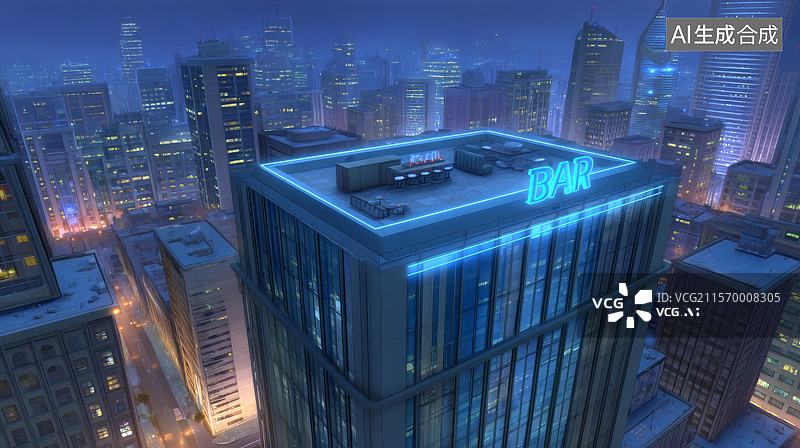 【AI数字艺术】霓虹闪烁的现代都市天际线图片素材