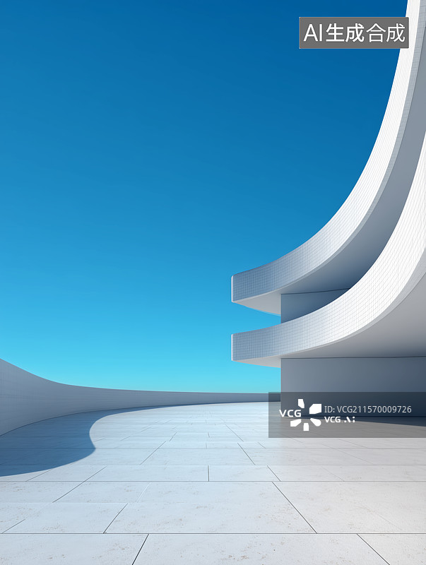 【AI数字艺术】竖图白色未来建筑背景海报图片素材