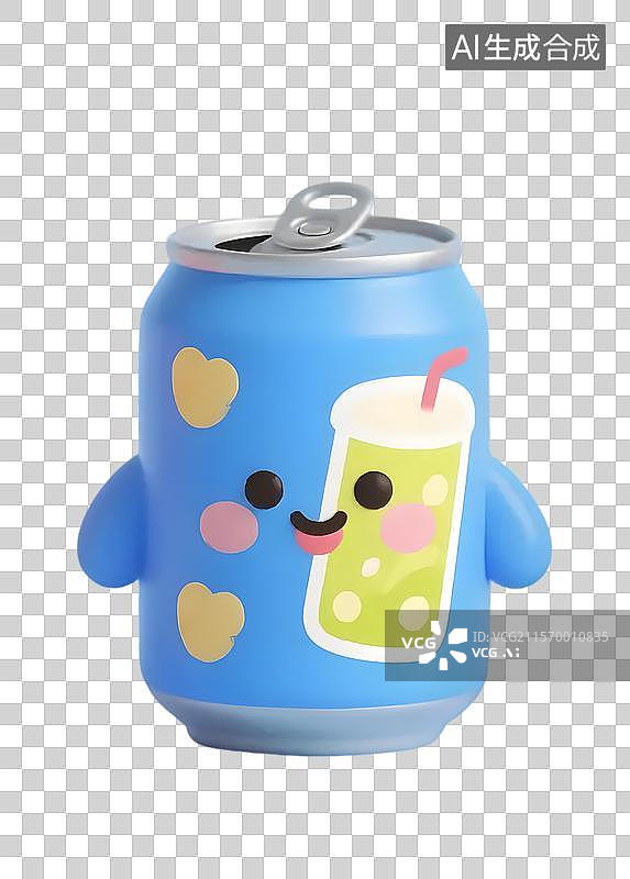 【AI数字艺术】卡通饮料罐的甜蜜幻想图片素材
