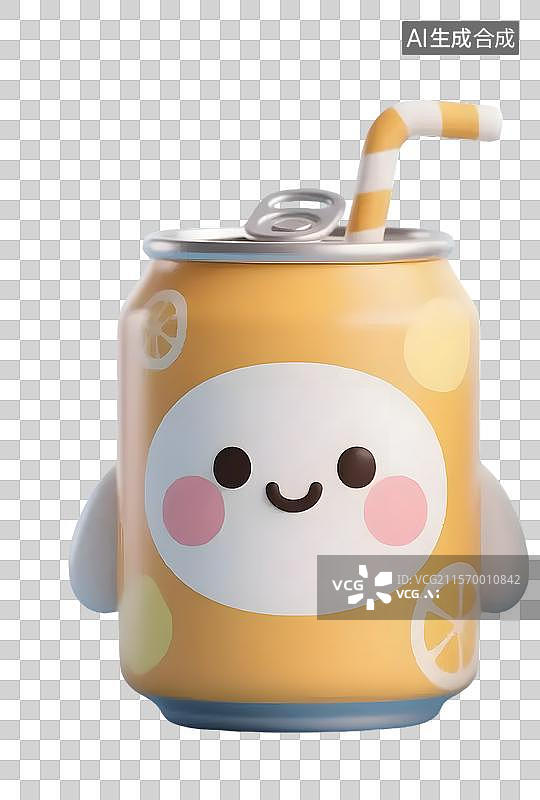 【AI数字艺术】卡通饮料罐的甜蜜幻想图片素材