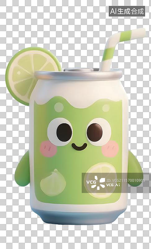 【AI数字艺术】卡通饮料罐的甜蜜幻想图片素材