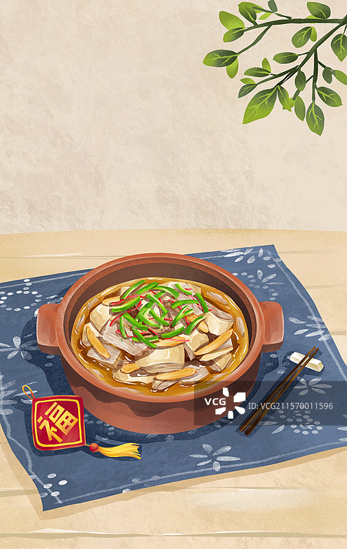 河南特色美食之 固始鹅块 插画图片素材