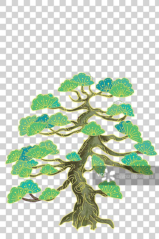 国风插画元素松树图片素材