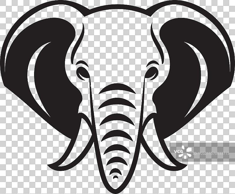 艺术黑色大象肖像，时尚单色风格图片素材