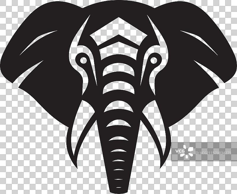 抽象的单色大象肖像，令人着迷图片素材