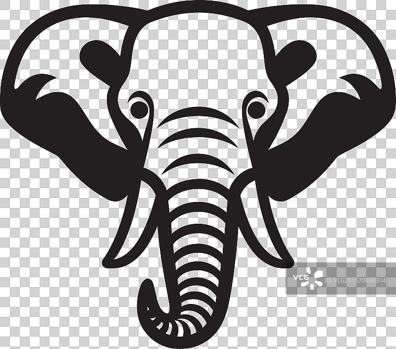 黑色墨水画的优雅轮廓大象图片素材