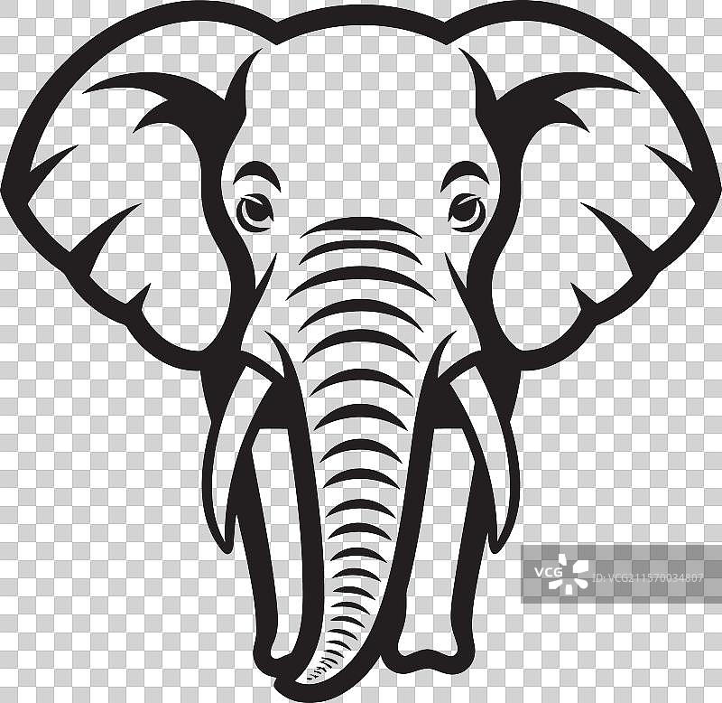 引人入胜的黑色大象肖像艺术图片素材