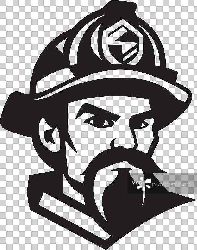 动态消防员剪影在消防救援徽章中图片素材