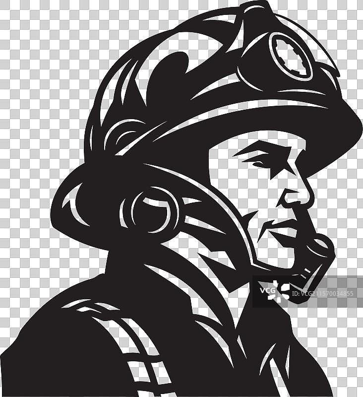 单色消防员徽章设计黑色艺术图片素材