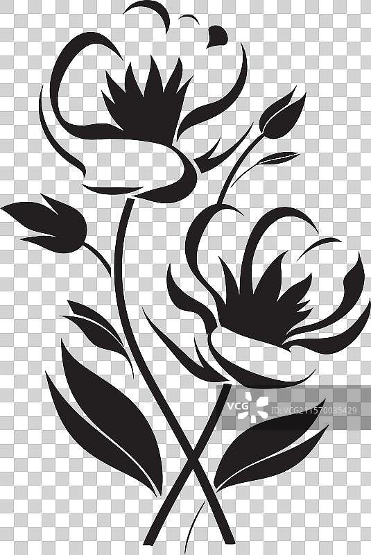 黑色的乌木花卉精华反射图片素材