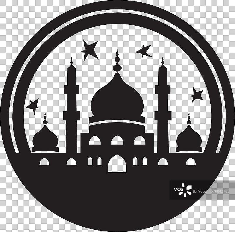 对比鲜明的黑色素描清真寺艺术图片素材