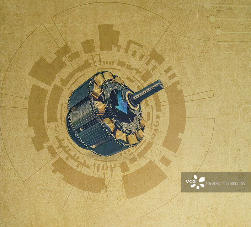 科技绘画，电力，电磁，电动机工作原理图片素材