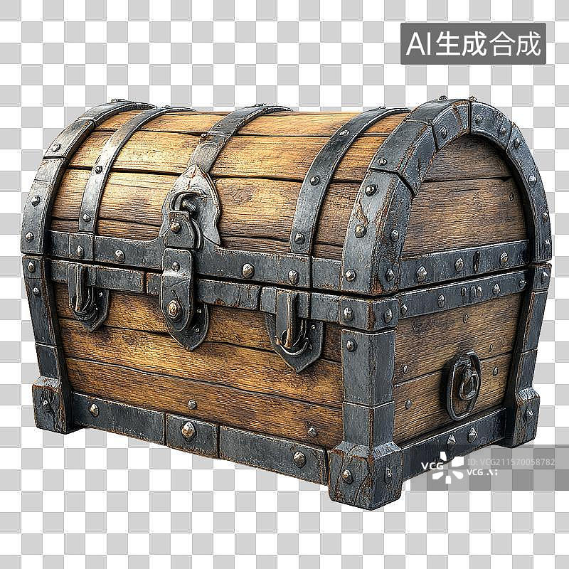 【AI数字艺术】古旧木制宝箱图片素材
