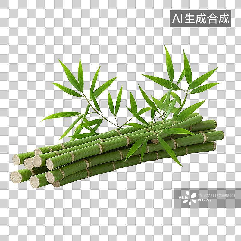 【AI数字艺术】几根带叶的竹子图片素材