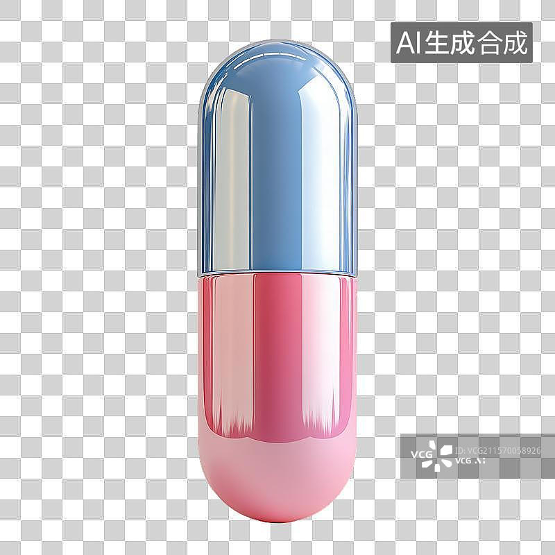【AI数字艺术】蓝粉双色胶囊药丸图片素材