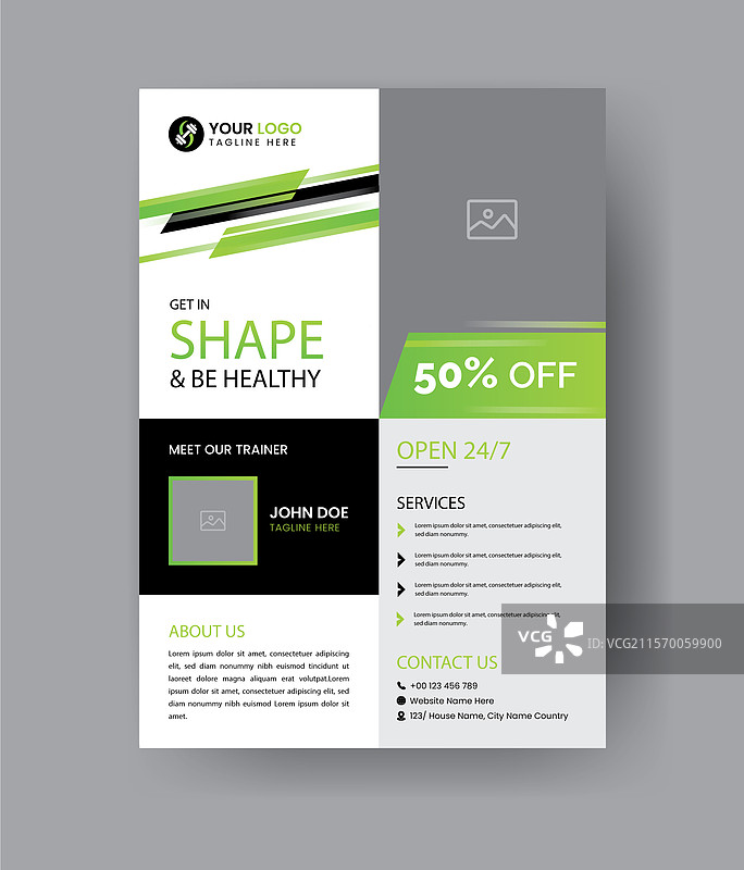 健身课程宣传单抽象锻炼宣传单布局图片素材