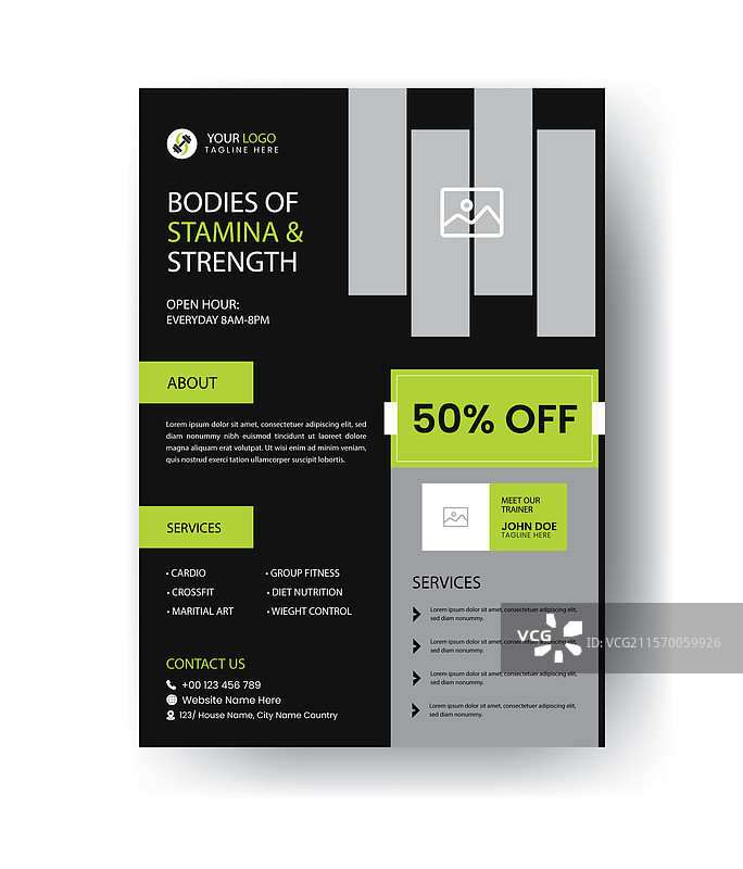 健身课程宣传单抽象锻炼宣传单布局图片素材