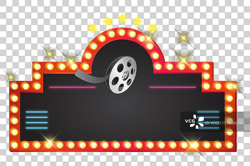 复古风格的发光剧院招牌图片素材