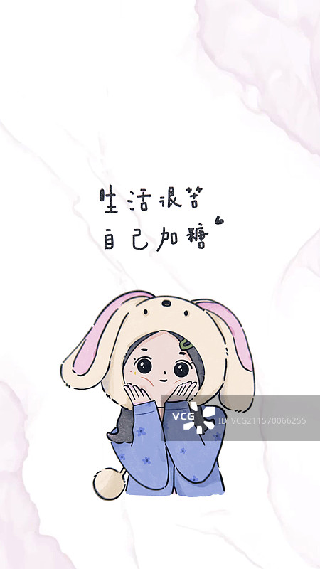 戴兔子帽的卖萌小女孩图片素材