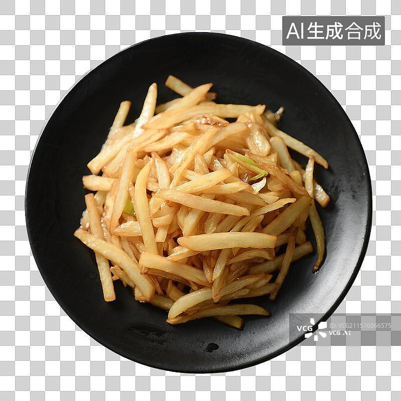 【AI数字艺术】家常菜，下饭菜，炒土豆，炒土豆丝，醋溜土豆丝，炒菜，中餐美食，免抠元素图片素材
