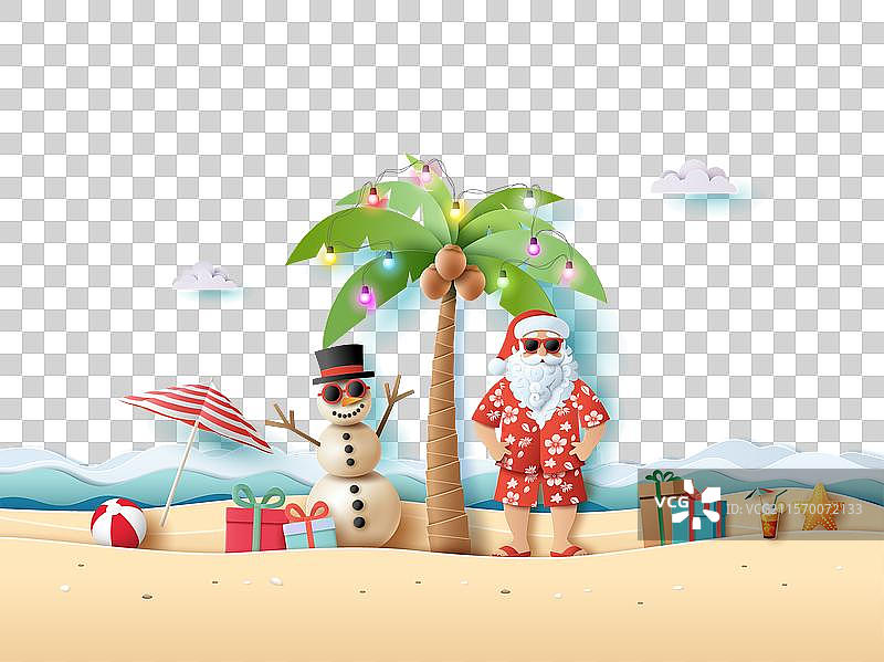 热带海滩圣诞庆祝活动图片素材
