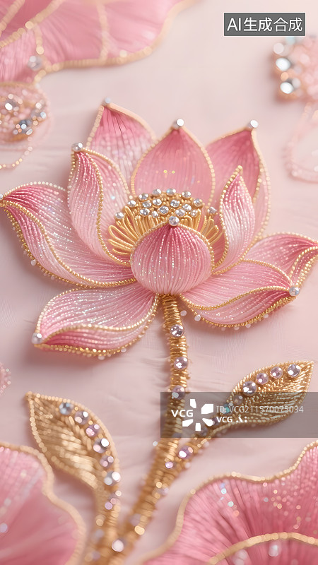 【AI数字艺术】珠宝行业刺绣钉珠宝石创意海报广告背景图图片素材