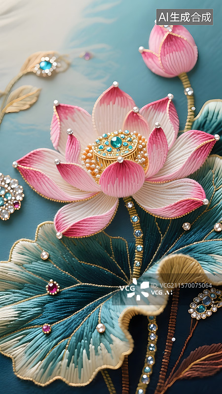 【AI数字艺术】珠宝行业刺绣钉珠宝石创意海报广告背景图图片素材