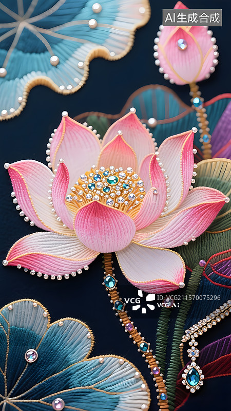 【AI数字艺术】珠宝行业刺绣钉珠宝石创意海报广告背景图图片素材