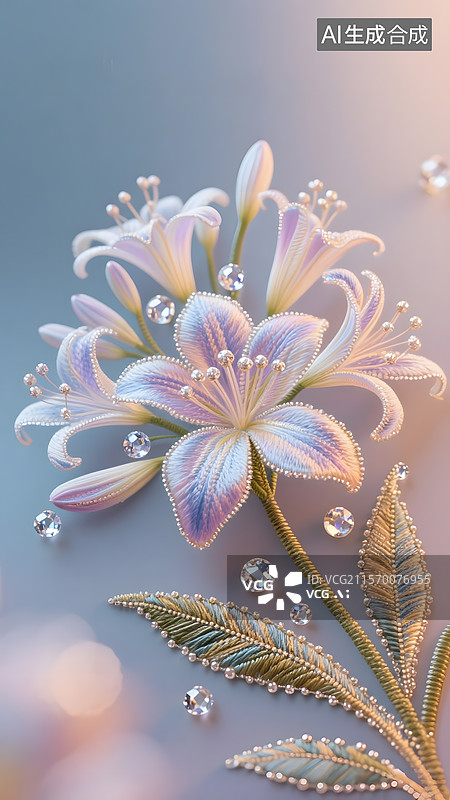 【AI数字艺术】珠宝行业刺绣钉珠宝石创意海报广告背景图图片素材