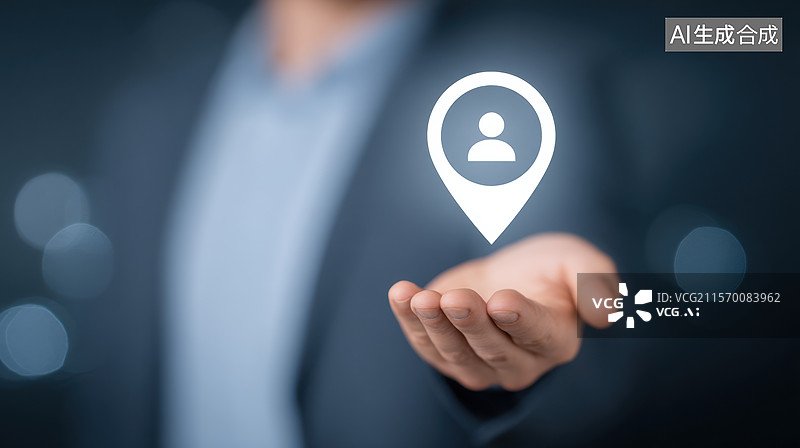 【AI数字艺术】手握虚拟定位图标图片素材