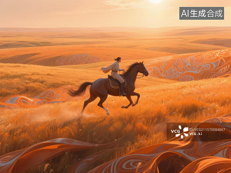 【AI数字艺术】沙漠中的骑士图片素材