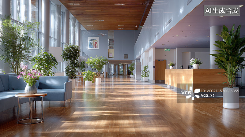 【AI数字艺术】现代办公大楼的宽敞走廊图片素材