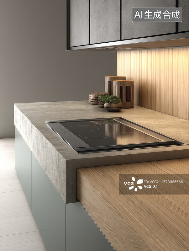 【AI数字艺术】现代厨房设计一角图片素材