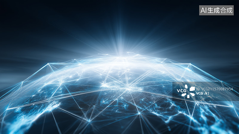 【AI数字艺术】未来科技主题背景——数字地球互联互通图片素材