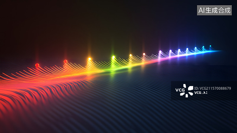 【AI数字艺术】彩虹光谱波纹效应图片素材