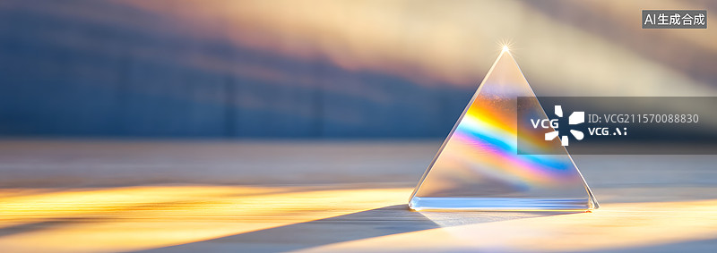 【AI数字艺术】光通过三棱镜的色散现象图片素材