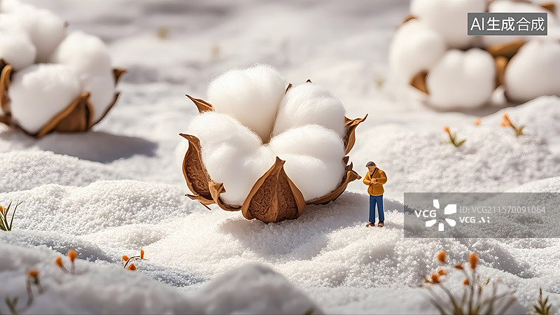 【AI数字艺术】棉花三维插画图片素材
