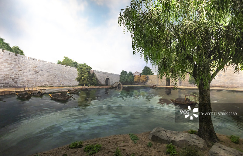 嘉兴城墙城门油画 嘉兴南湖革命纪念馆图片素材