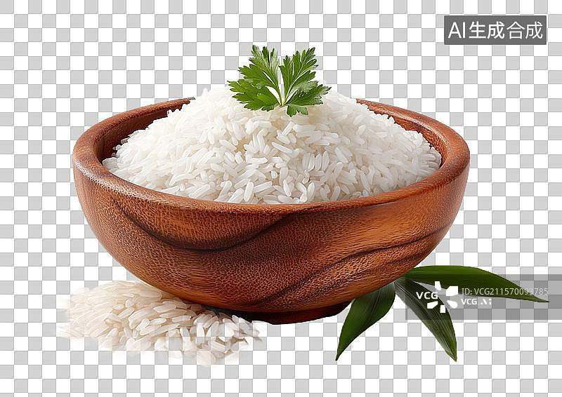 【AI数字艺术】【免抠png素材】木碗里盛满大米图片素材